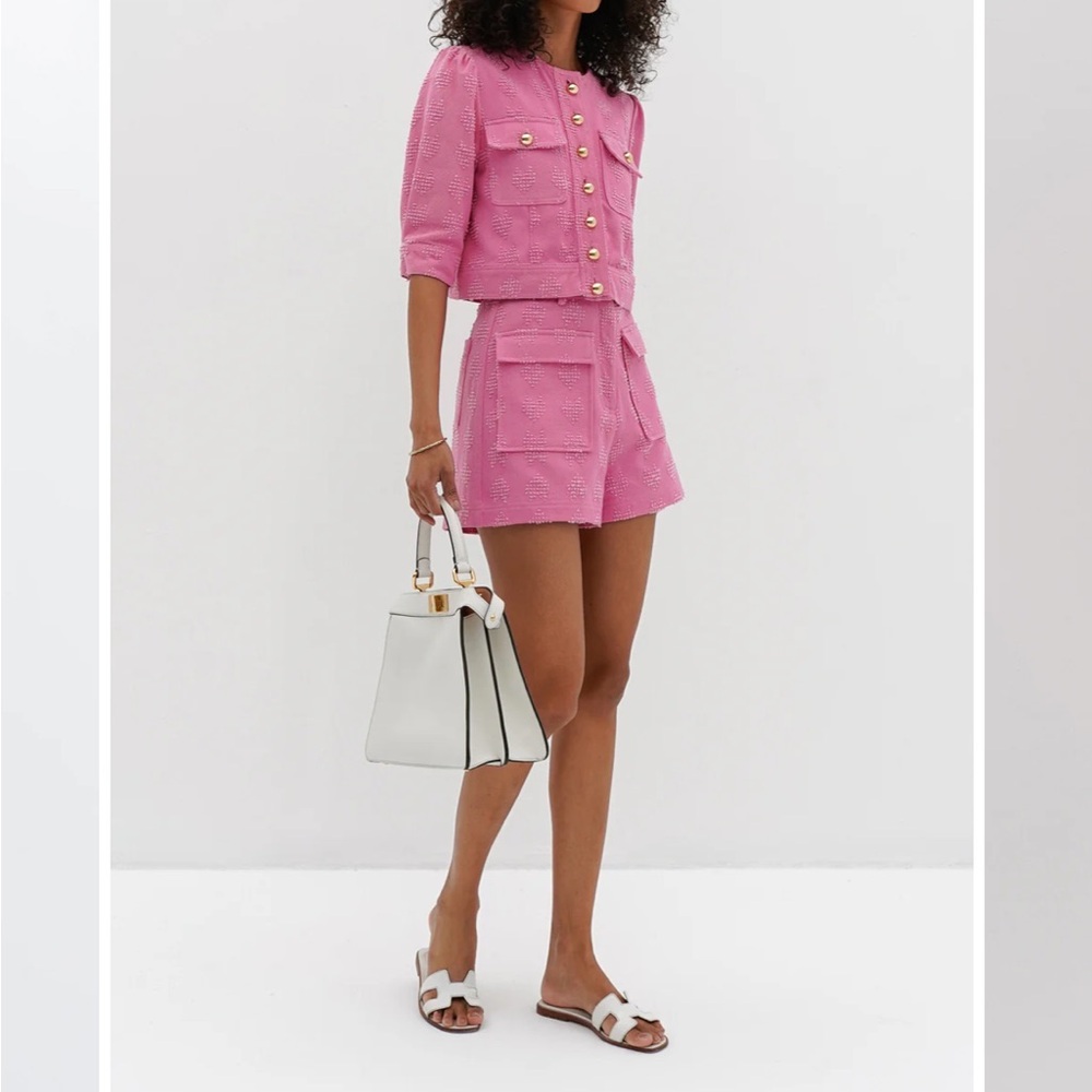 Vita Grace NWT Chante Textured Denim Pink Shorts MEDIUM Cosmo Barbiecore Spring